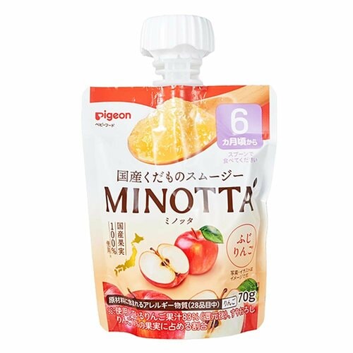市販のベビーフードおすすめ ピジョン 国産くだものスムージーMINOTTA ふじりんご イメージ1