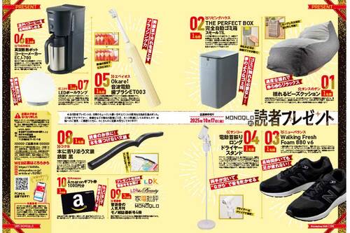 雑誌『MONOQLO』11月号の読者プレゼントページ