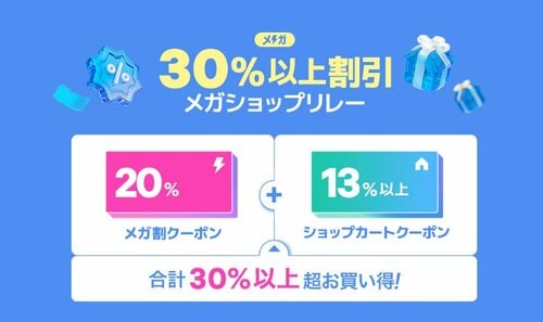 裏ワザ4：30%メガショップリレーでその日のお得が丸わかり！ Qoo10メガ割おすすめ イメージ