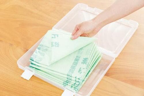 ポイント1：ゴミ袋は1枚ずつ重ねておくのが◎ イメージ