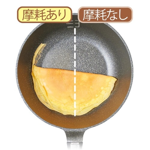 ニトリ「超軽量 超深型 24cm フライパン」の耐久性テストの様子