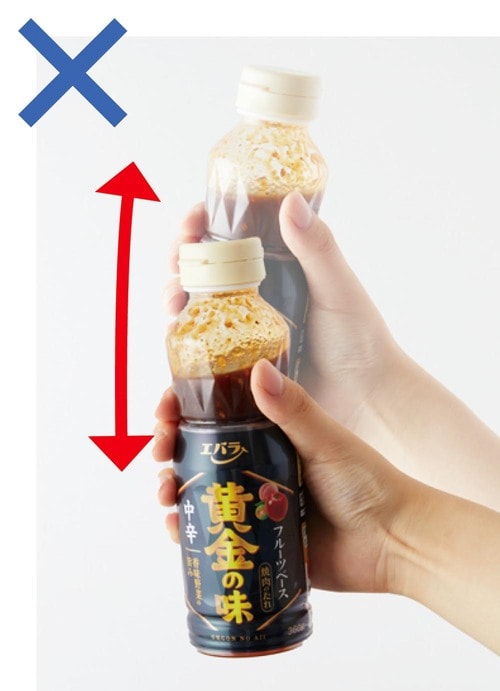 上下振りは混ざりにくい!たれは左右に回して全旨みを均一に 焼肉のたれおすすめ イメージ2