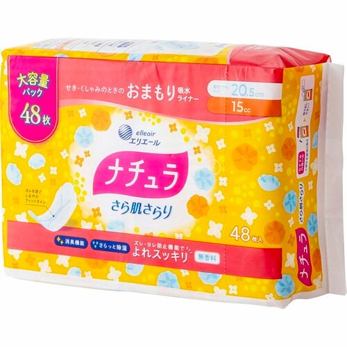 吸水パッドおすすめ エリエール ナチュラ さら肌さらり おまもり吸水ライナー 15cc イメージ1