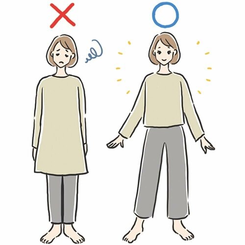 老けて見えがちなチュニックはメリハリをつける イメージ