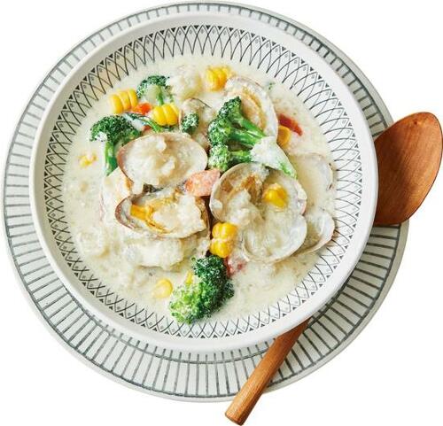 レシピ2:もち麦とあさりの豆乳チャウダー