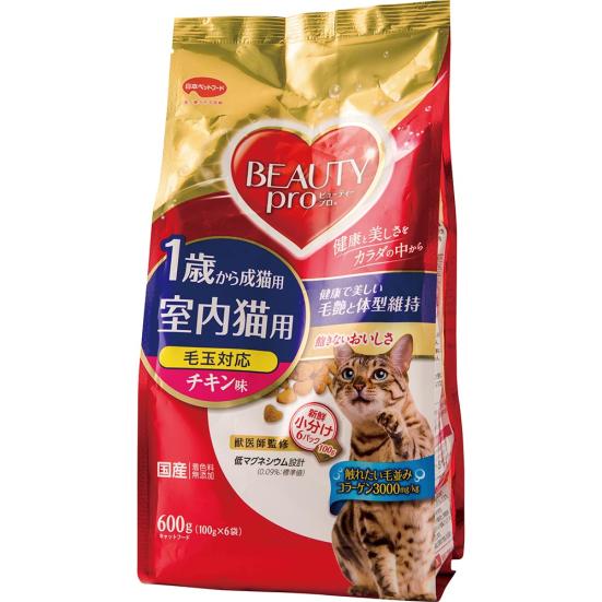 日本ペットフード ビューティープロ 成猫用 1歳から 室内猫用 毛玉対応 チキン味