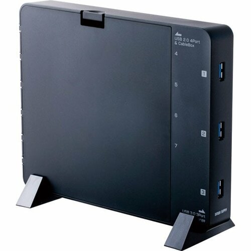 サンワサプライ:ケーブル収納BOX付き:7ポートUSB3.0ハブ:プリンター:HDD