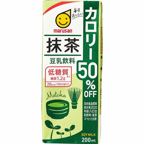 豆乳飲料おすすめ マルサンアイ 豆乳飲料 抹茶 カロリー50%オフ イメージ