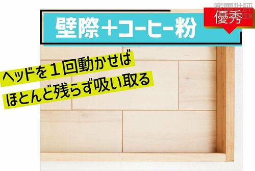 壁際＋コーヒー粉：優秀 キャニスター掃除機おすすめ イメージ