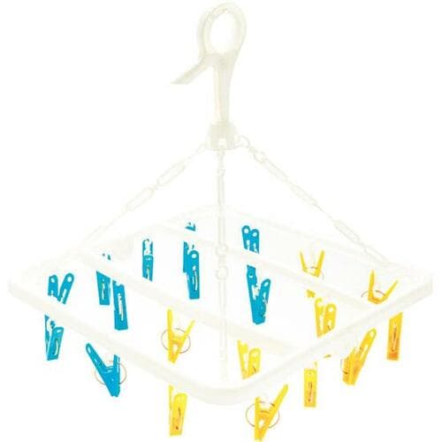 ダイソー:折りたたみクリップ ハンガー 角型 20ピンチ:ランドリーグッズ