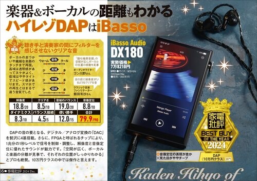 【家電批評2024ベストバイ】の記事一覧はこちら iBasso Audio「DX180」おすすめ イメージ2