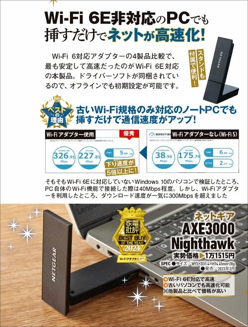 【家電批評2024ベストバイ】の記事一覧はこちら ネットギア「AXE3000 Nighthawk」おすすめ イメージ2