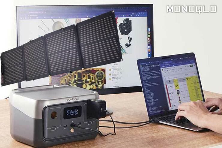 PCとモニターの電気代が0円に？ プロおすすめのポータブル電源とソーラーパネルの合わせ技(MONOQLO)のイメージ