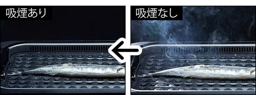 吸煙は優秀で煙をほぼ吸い取った 家庭用無煙ロースターおすすめ イメージ