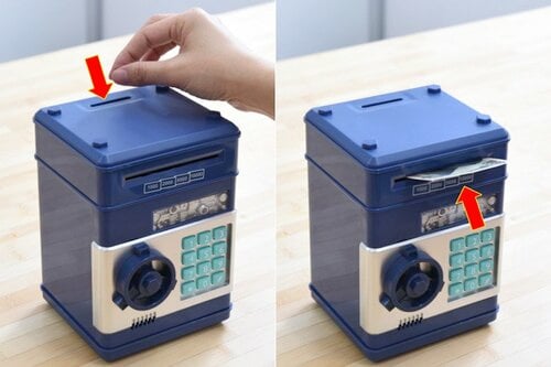 お札を折らずに投入できる フリースタイル 貯金箱 お札 硬貨 マイパーソナル ダイヤルロック式 イメージ2