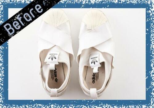 結果3:黒ずんだ運動靴は白くなるけど部分汚れが落ちない イメージ