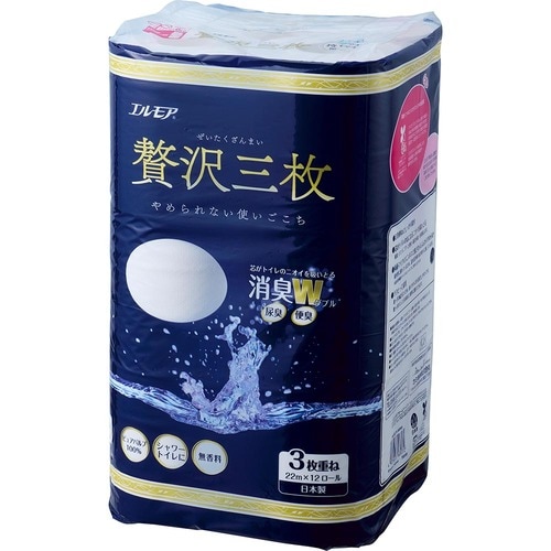 トイレットペーパーおすすめ カミ商事 エルモア 贅沢三枚 イメージ1