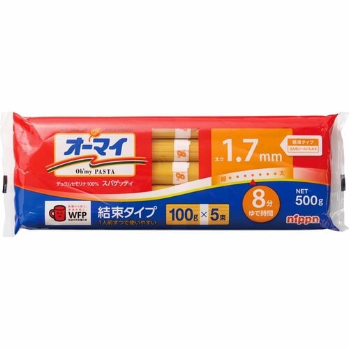 パスタおすすめ ニップン オーマイ スパゲッティ 1.7mm 結束タイプ イメージ