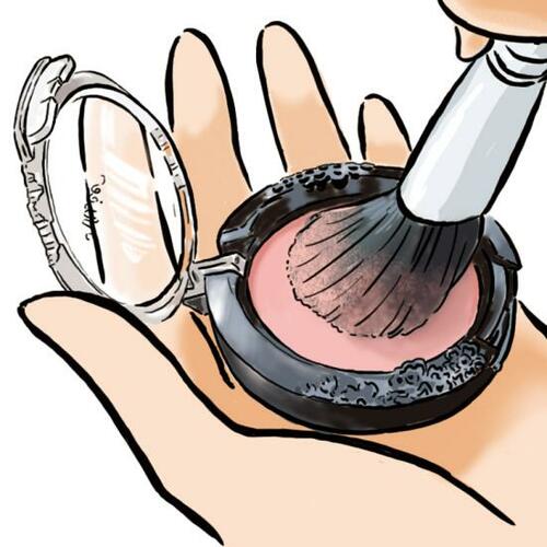 【STEP①】ブラシの2/3まで粉を含ませる