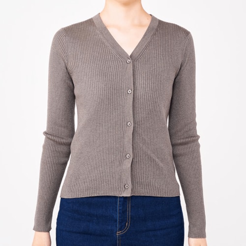 無印良品ファッション　おすすめ 無印良品 婦人 なめらかリブ編みVネックカーディガン イメージ1
