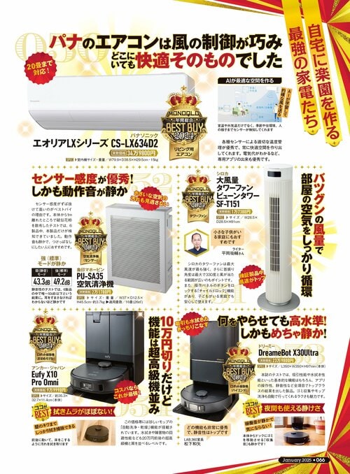【『MONOQLO』2024年ベストバイ】の記事一覧はこちら シロカ「大風量タワーファン ビューンタワー SF-T151」おすすめ イメージ2