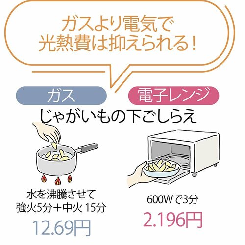 ガスより電気の方が節約にも 電子レンジ蒸し器おすすめ イメージ