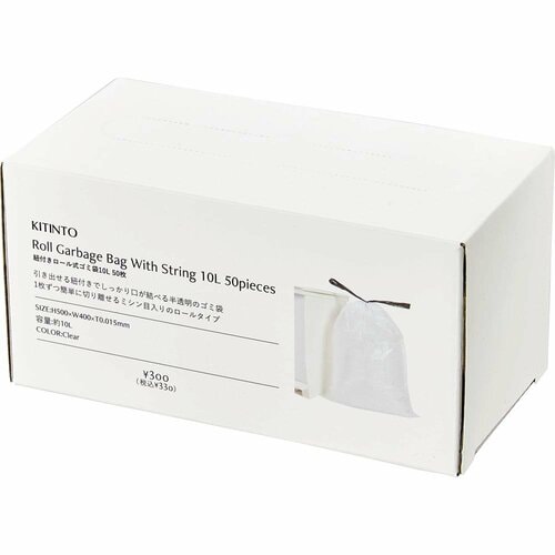 スリーコインズおすすめ スリーコインズ KITINTO ひも付きロール式ゴミ袋 10L イメージ1