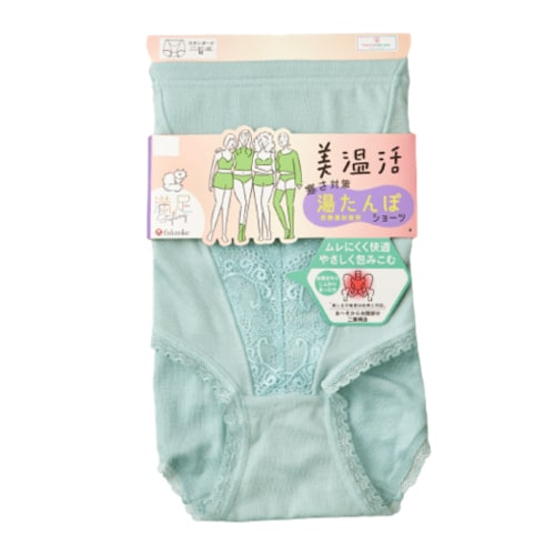 LDKベストバイ温活ショーツおすすめ 福助 満足 美温活 湯たんぽ スタンダードショーツ グリーン M イメージ2