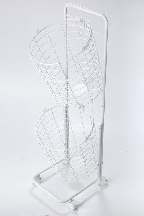 山善:ランドリーバスケット2段:洗濯カゴ