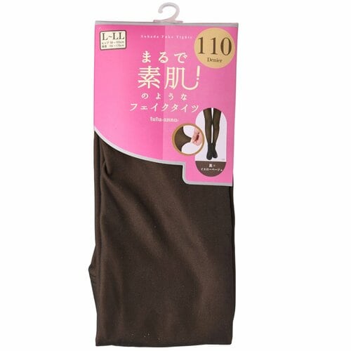 フェイクタイツおすすめ チュチュアンナ まるで素肌のようなフェイクタイツ110デニール/黒×イエベ(149) イメージ