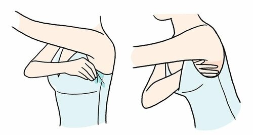 3:肉をカップに入れ整え脇をキュッと引き上げる ボディシェイパーおすすめ イメージ