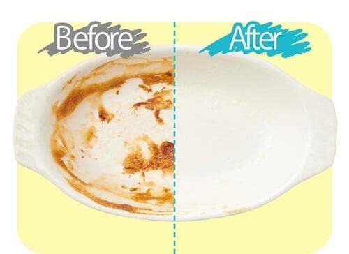 チーズがこびりついたグラタン皿：力を入れずにスルンと落ちた！ イメージ