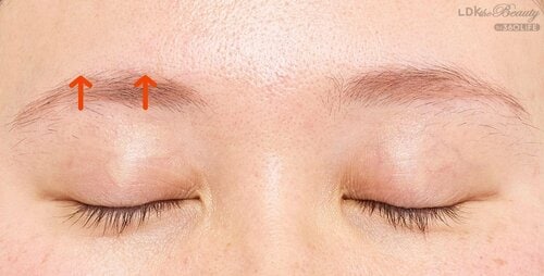 1：眉マスカラで毛流れを整える イメージ