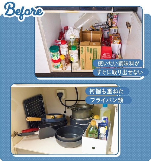 いらないものを減らして余裕のあるキッチン収納を目指そう！ スライド収納ケースおすすめ イメージ