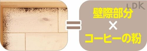 2：壁際部分 ✕ コーヒーの粉 コードレス掃除機おすすめ イメージ