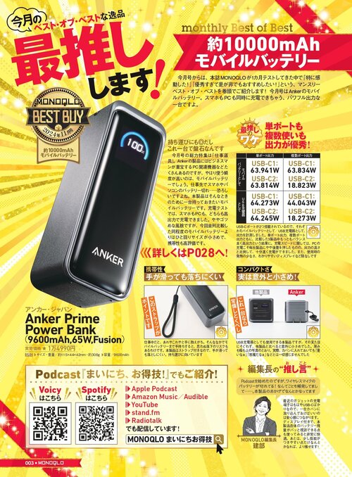 今月のベスト・オブ・ベストな逸品を最推し! 小型大容量モバイルバッテリーおすすめ イメージ