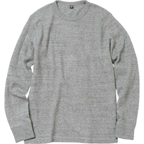 ユニクロ:ワッフル クルーネックT:長袖Tシャツ