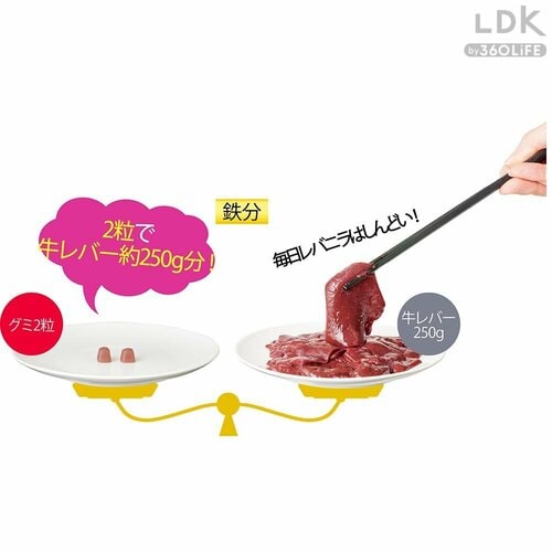 2粒で1日の鉄分量の目標をほぼクリア LDKベストバイ鉄分お菓子おすすめ イメージ2
