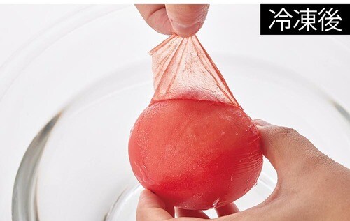 ▼丸ごと冷凍は水につけて解凍