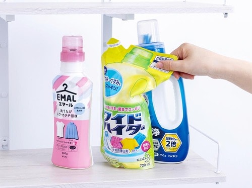 棚にサイドバーがあり背の高いものが置ける ランドリーラックおすすめ イメージ