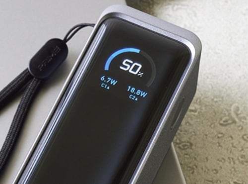 液晶に残量などが表示される アンカー・ジャパン「Anker Prime Power Bank (9600mAh, 65W, Fusion)」おすすめ イメージ