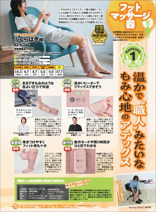 家電批評がフットマッサージャーをテスト フットマッサージャーおすすめ イメージ