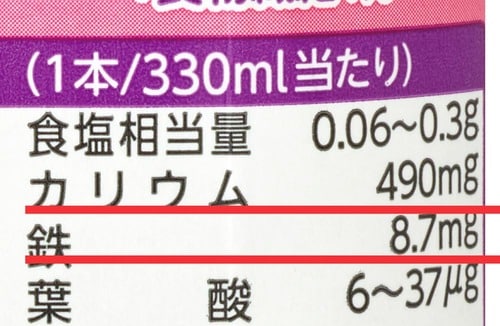ココがすごい!:鉄分のほかカリウムも入っている 鉄分ドリンクおすすめ イメージ