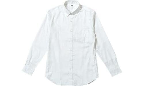 ユニクロ(UNIQLO):ファインクロスストレッチスリムフィットオックスフォードシャツ:白シャツ