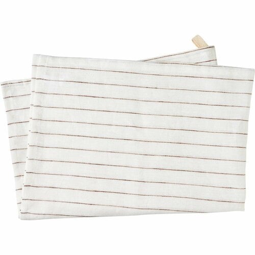 スタンダードプロダクツ リネン キッチンクロス  ペンシルストライプ、ブラウン イメージ1