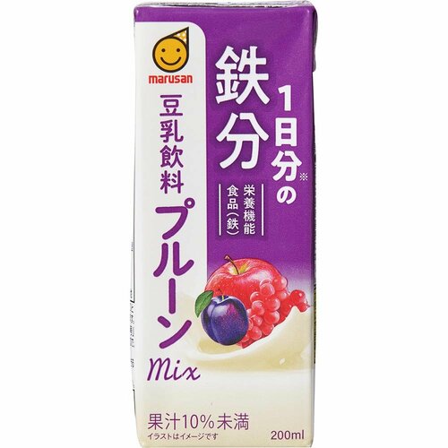 鉄分ドリンクおすすめ マルサンアイ 1日分の鉄分 豆乳飲料 プルーンMix イメージ