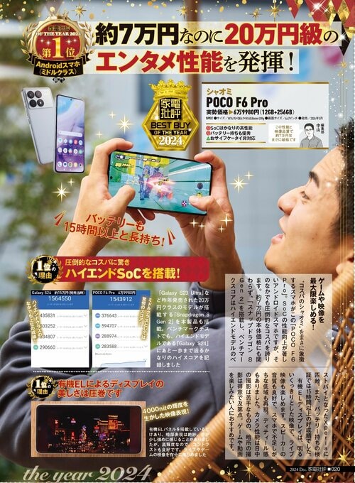 【家電批評2024ベストバイ】の記事一覧はこちら シャオミ「POCO F6 Pro」おすすめ イメージ2