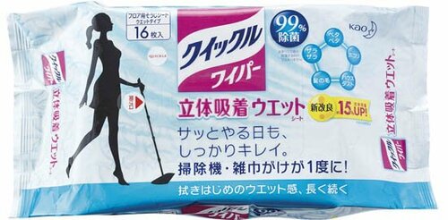 花王:クイックルワイパー:フロア用掃除道具:立体吸着ウエットシート