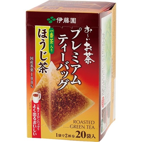緑茶・ほうじ茶ティーバッグおすすめ 伊藤園 お～いお茶 プレミアムティーバッグ 一番茶入りほうじ茶 イメージ