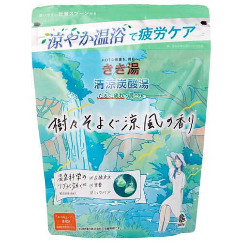 夏用クール入浴剤おすすめ アース製薬 きき湯 清涼炭酸湯 樹々そよぐ涼風の香り イメージ